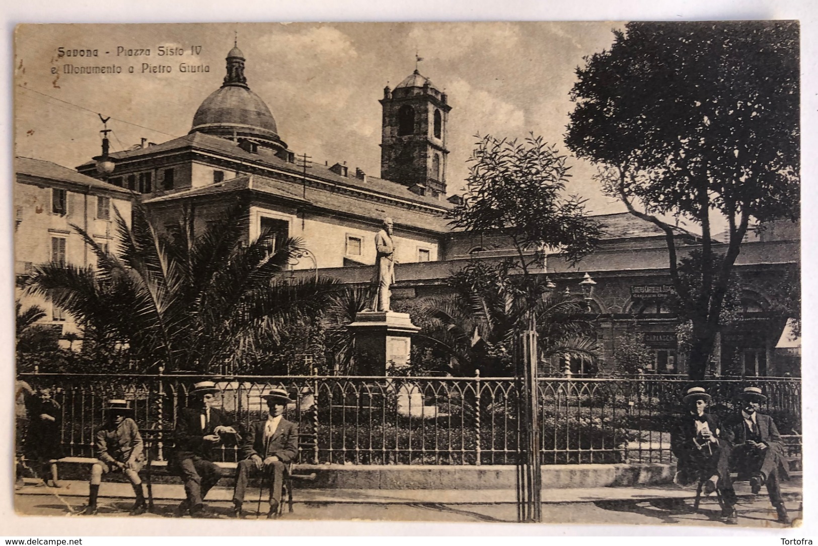 SAVONA PIAZZA SISTO IV E MONUMENTO A PIETRO GIURIA 1918 - Savona