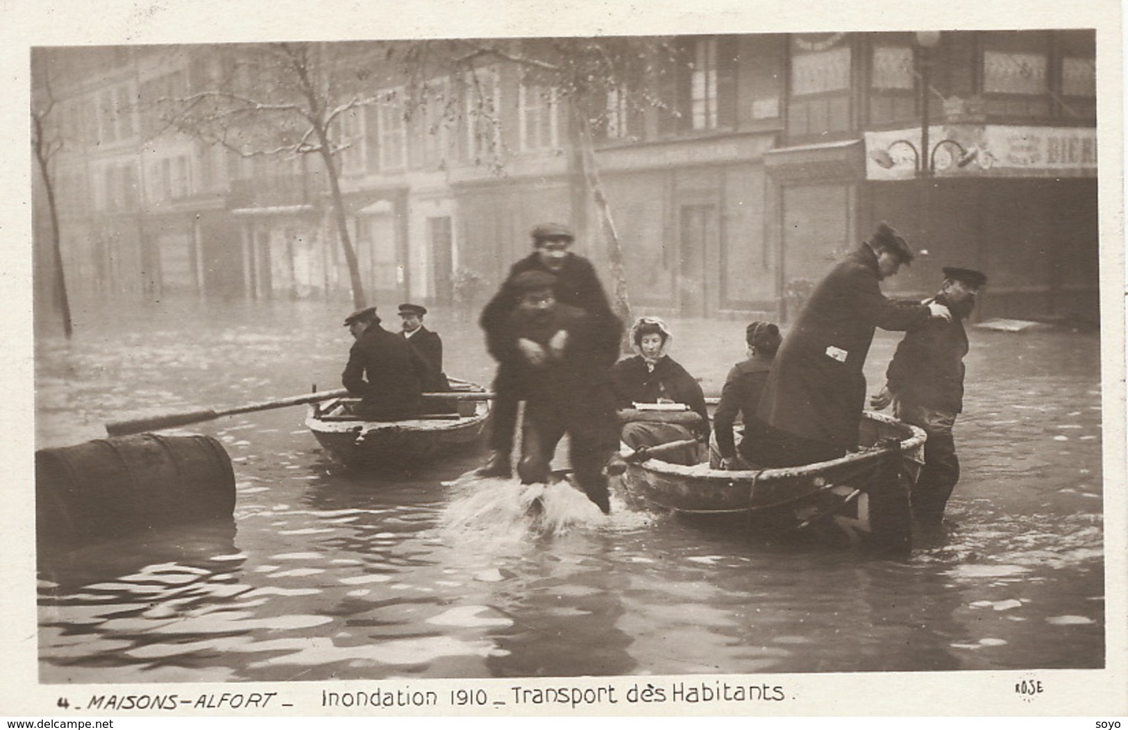 Maisons Alfort Inondation 1910 Transport Des Habitants à Dos D' Homme . Floods . Real Photo - Überschwemmungen