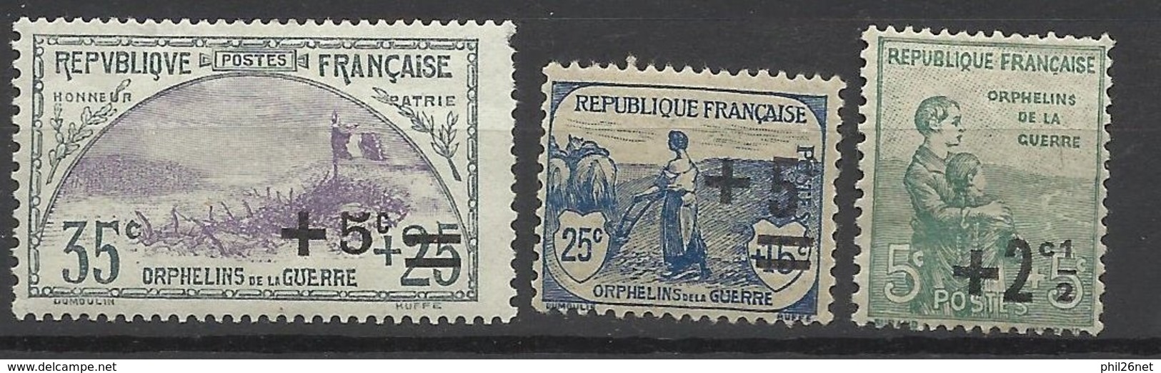 France N° 163 ; 165 Et 166  Orphelins   Neufs  *  A/BB = MH   - Neufs