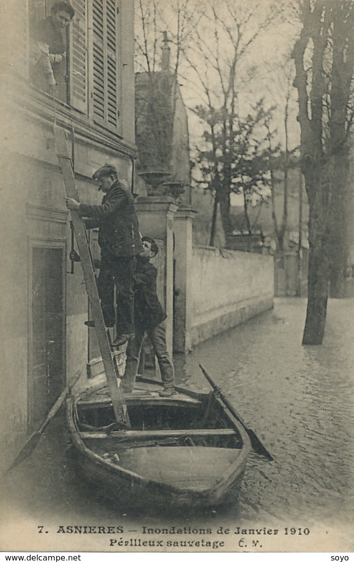 Asnieres Sur Seine Inondation 1910 Sauvetage . Floods . Rescue . - Overstromingen