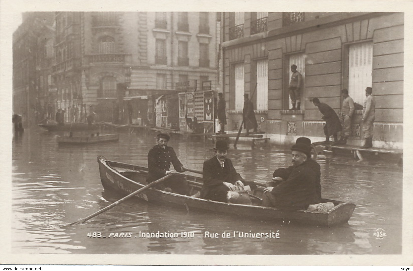 Paris Auteuil Inondation 1910 Rue De L' Université  . Floods . Rescue .Pompiers - Überschwemmungen