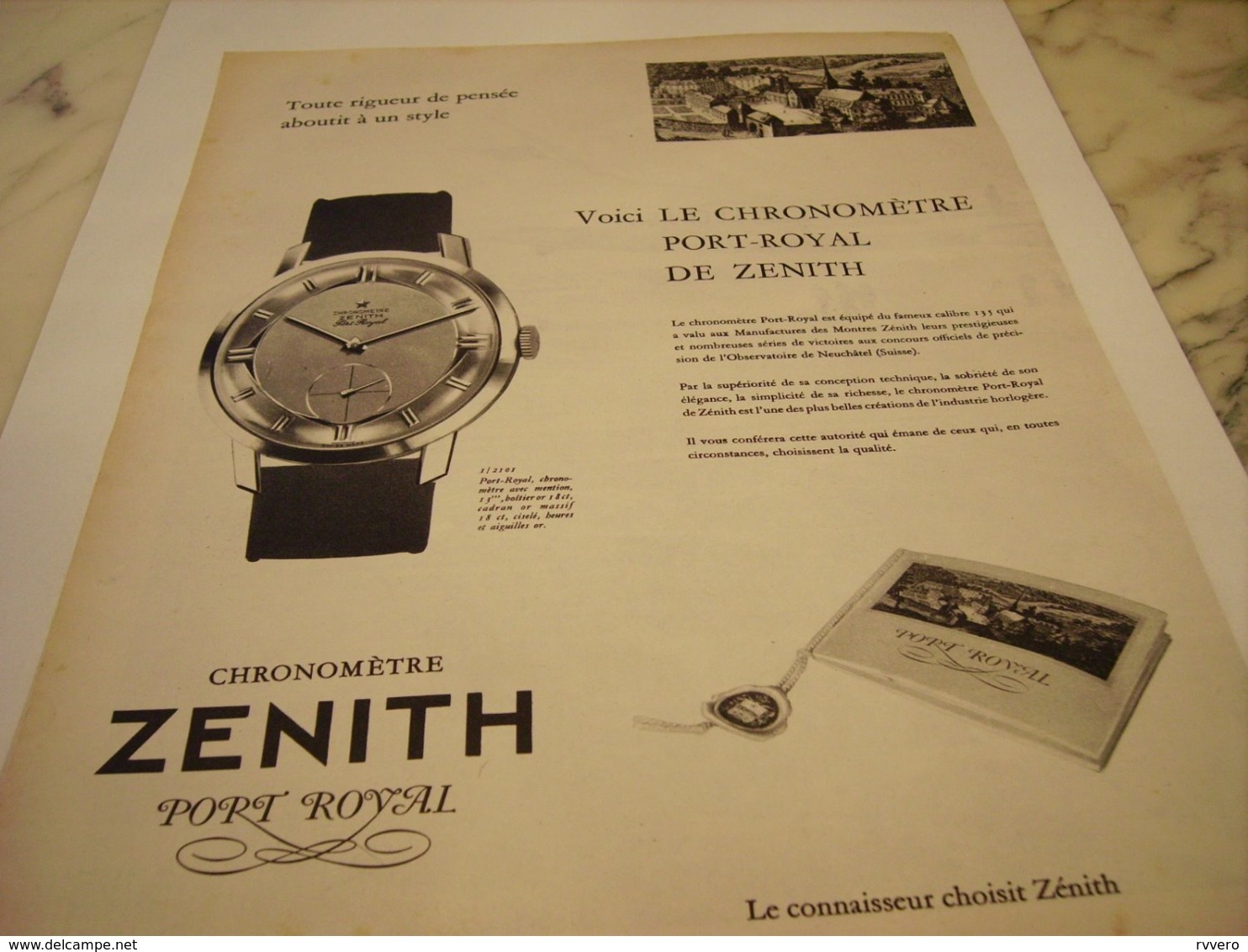 ANCIENNE PUBLICITE PORT ROYAL  MONTRE ZENITH 1957 - Affiches