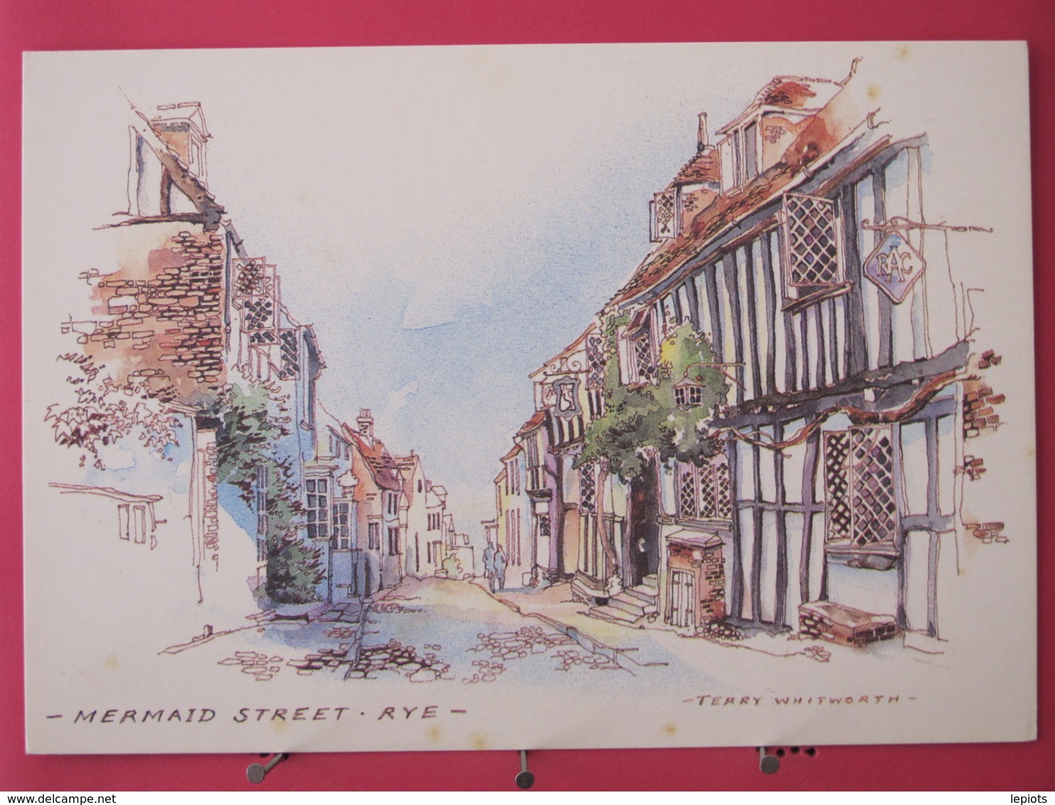 Visuel Très Peu Courant - Angleterre - Rye - Merlaid Street - Aquarelle Terry Whitworth - Scans Recto Verso - Rye