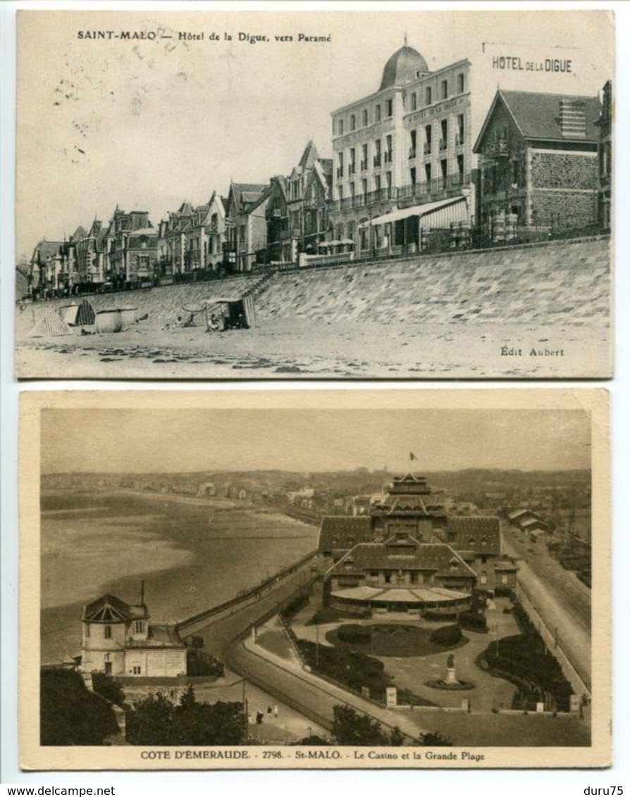 LOT 17 CP SAINT MALO Tombeau Chateaubriand Grand Bey Môle Noires Casino Sillon Quais Vue Générale Plage Bains Chateau .. - Saint Malo