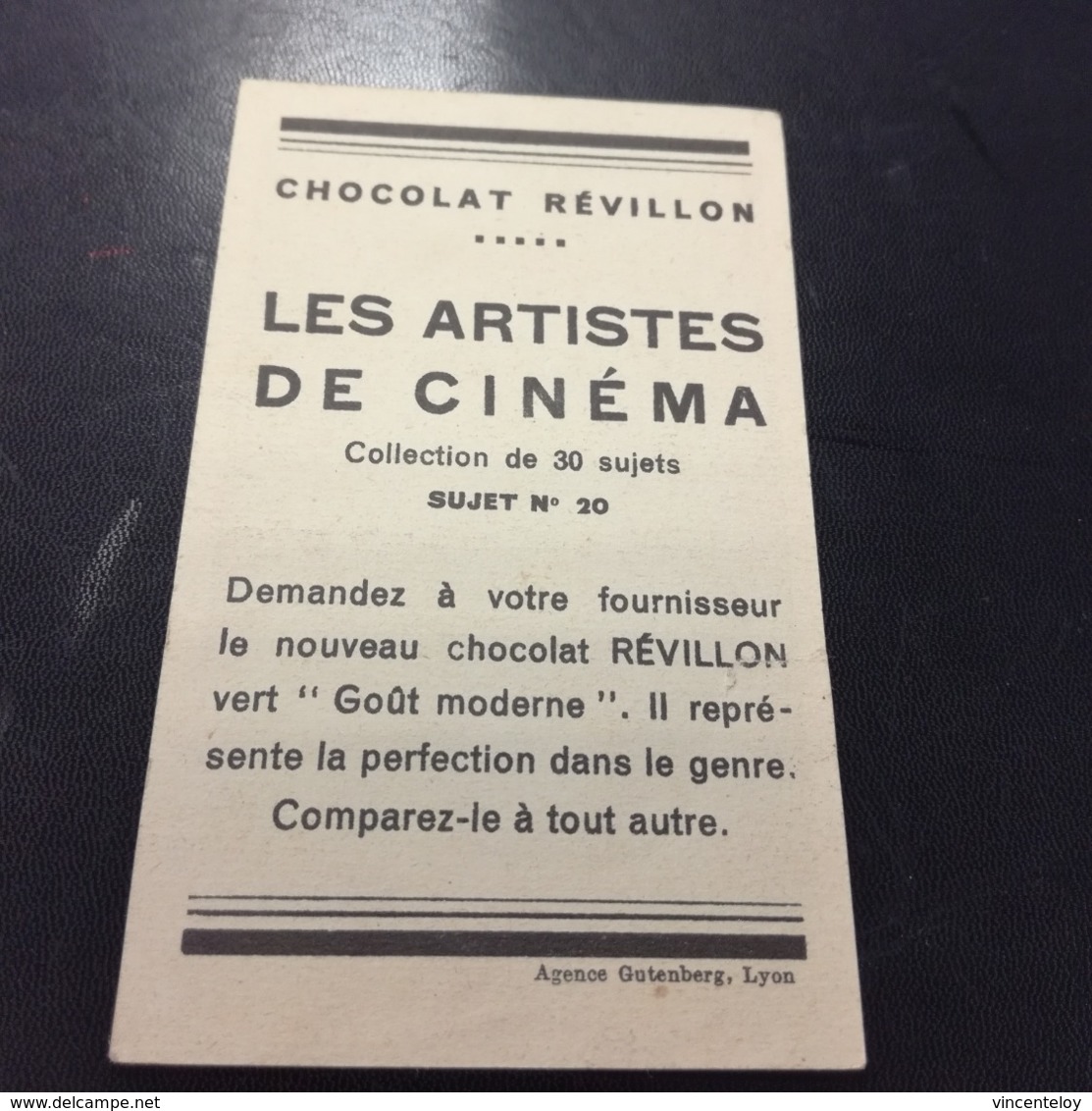 Chromo - Chocolats REVILLON   Les Artistes De Cinema     en L Etat Sur Les Photos - Revillon