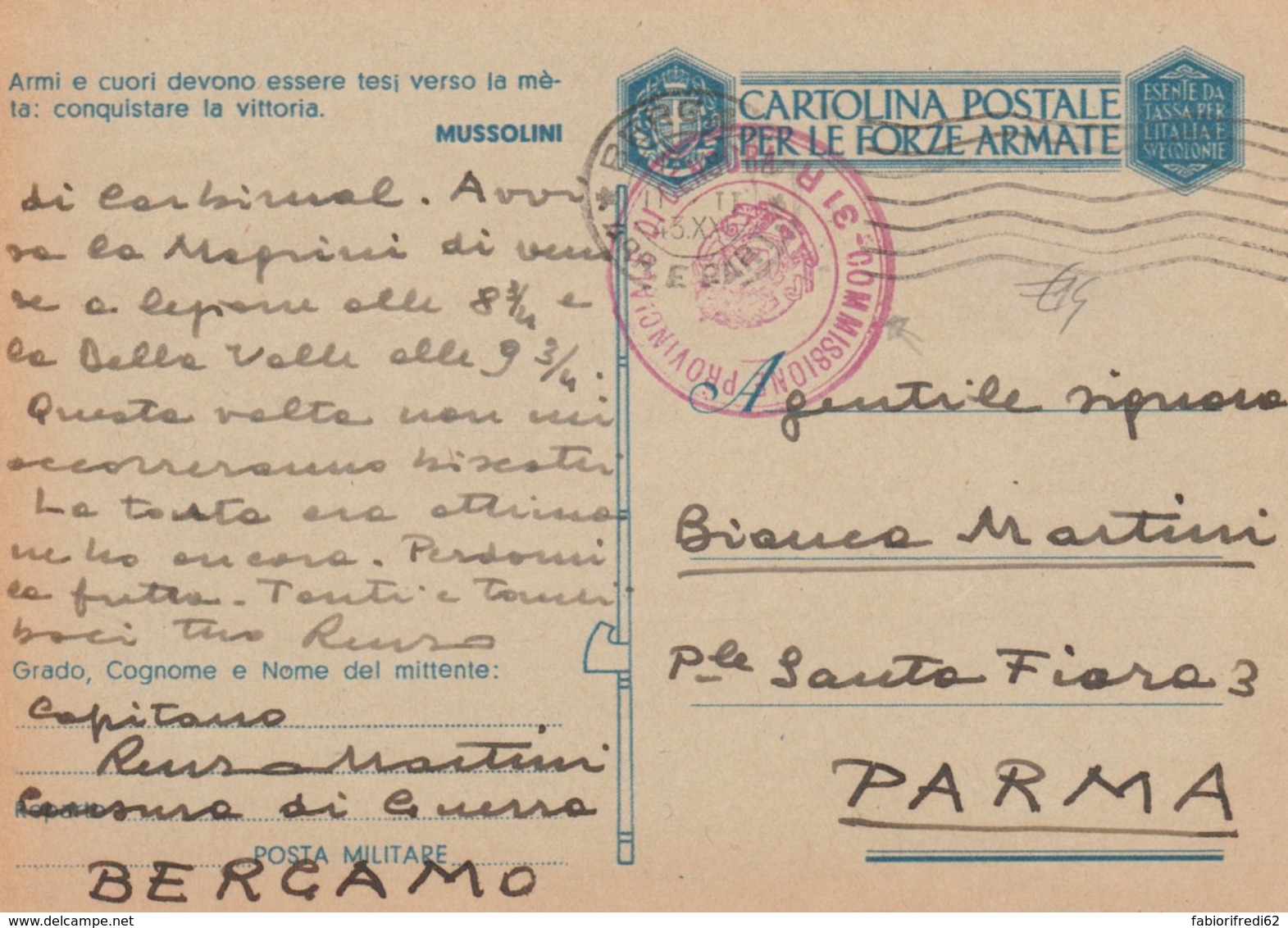 CARTOLINA FRANCHIGIA 1943 - ARMI E CUORI (IX504 - Franchise