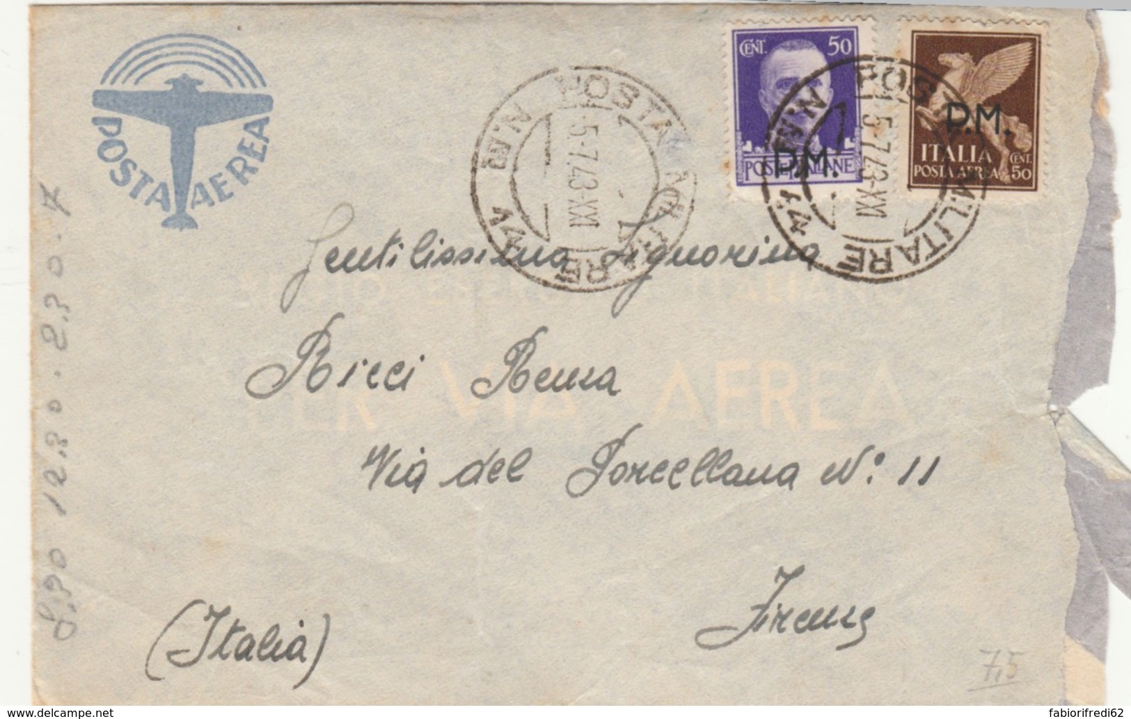 LETTERA 1943 50+50 PA/PM-PM14 MONTENEGRO (IX540 - Poste Militaire (PM)