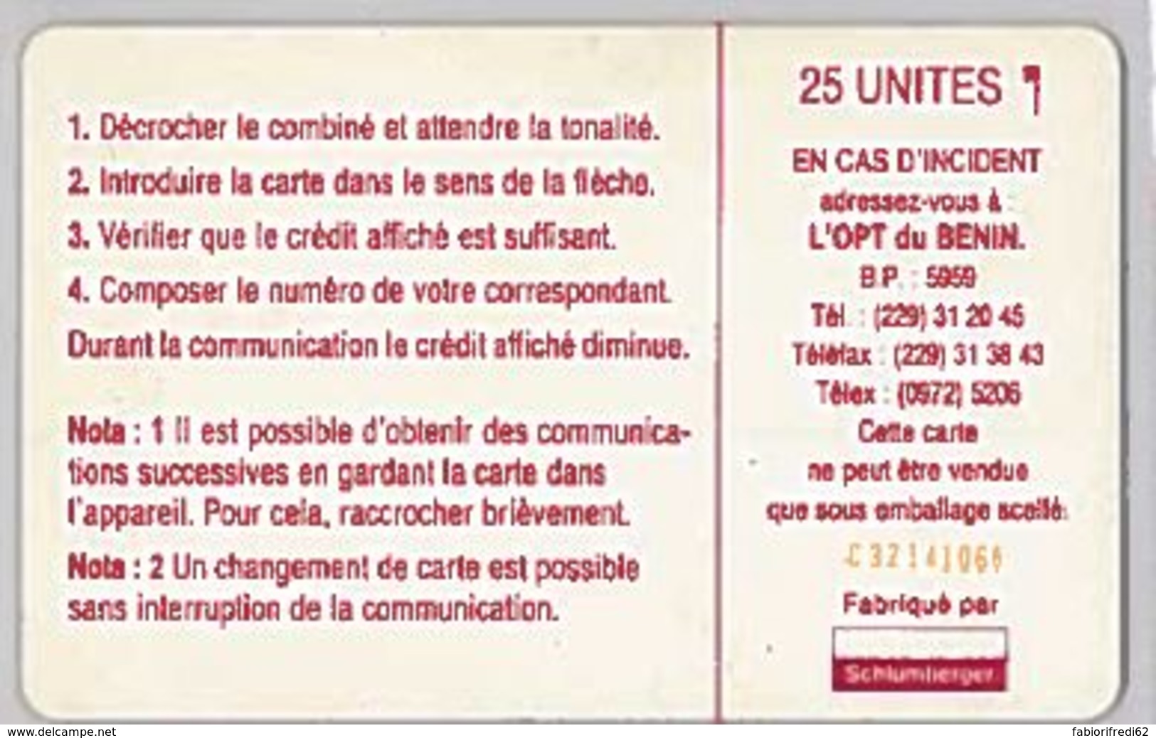 PHONE CARD-BENIN (E46.12.6 - Benin