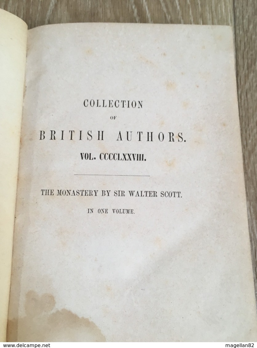 Livre Du XIXe Siècle.  WALTER-SCOTT. The MONASTERY. Collection British Authors - 1800-1849