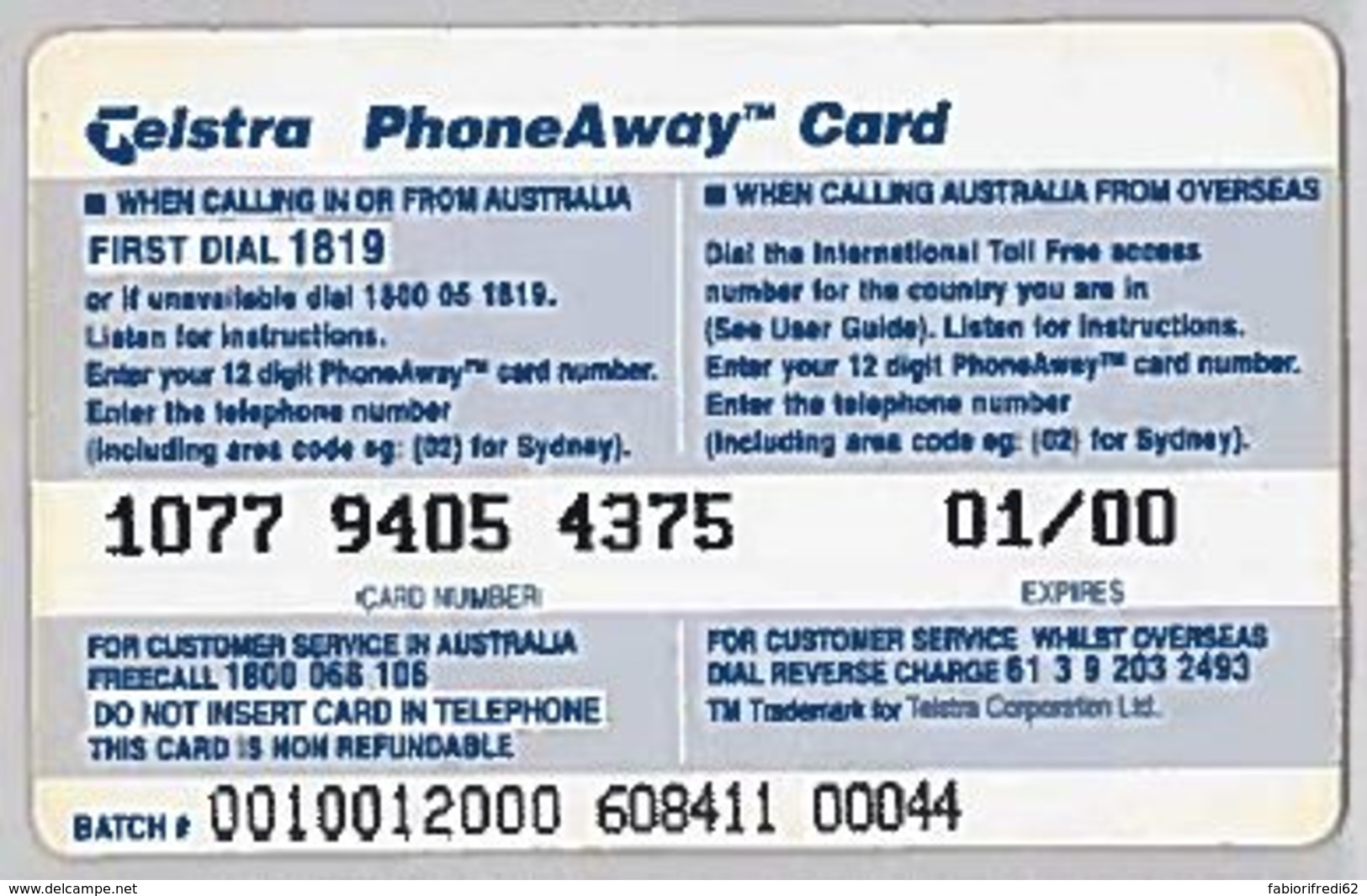 PREPAID PHONE CARD-AUSTRALIA (E46.38.6 - Australia