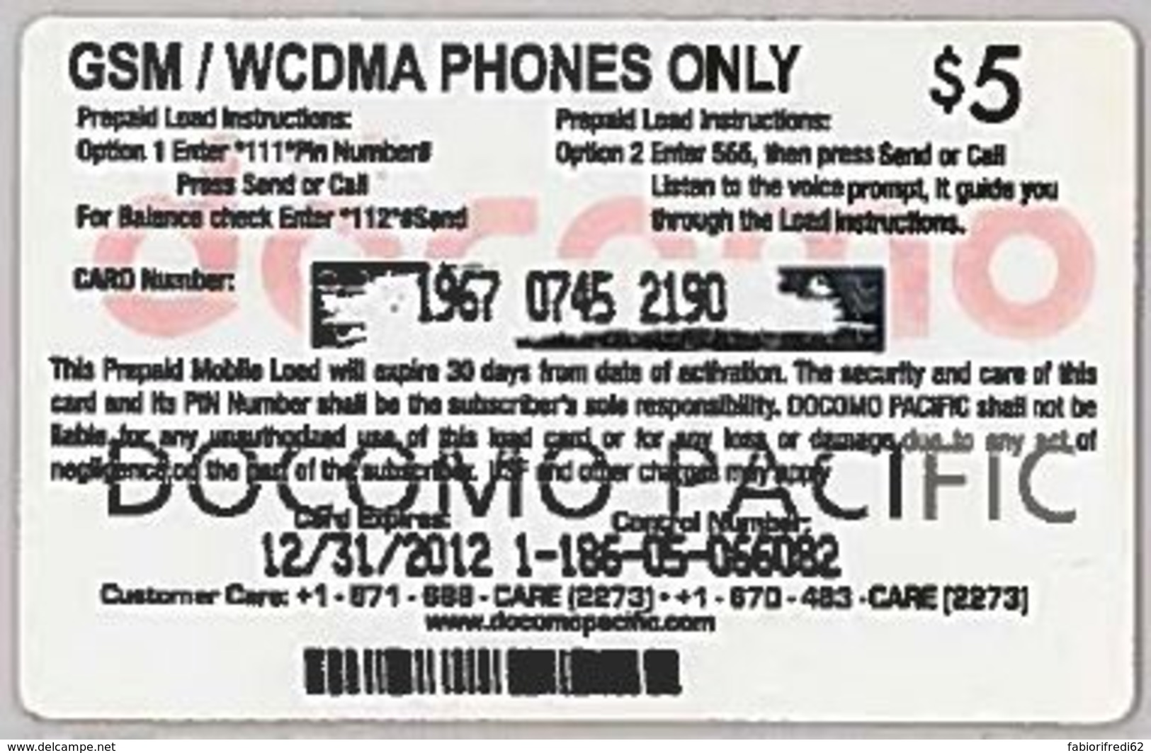 PREPAID PHONE CARD-GUAM (E46.4.3 - Guam