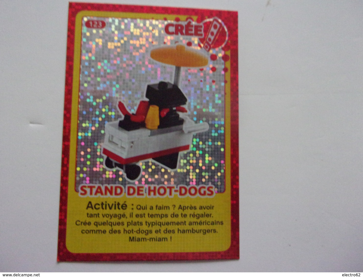 Carte LEGO AUCHAN CREE TON MONDE N° 123 Stand De Hot-dogs - Autres & Non Classés