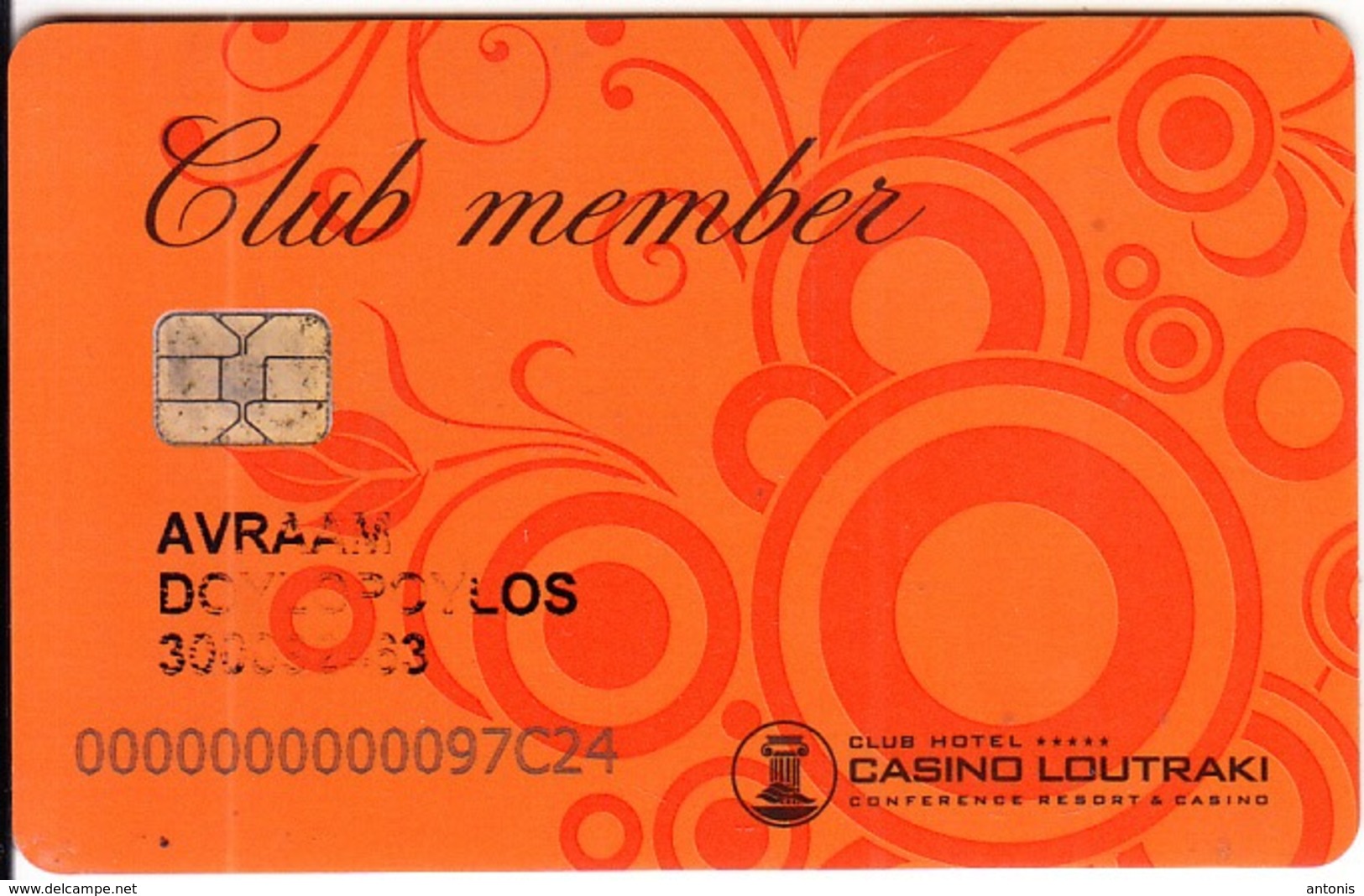 GREECE - Club Hotel Casino Loutraki, Casino Member Card, Chip 1, Used - Casino Cards