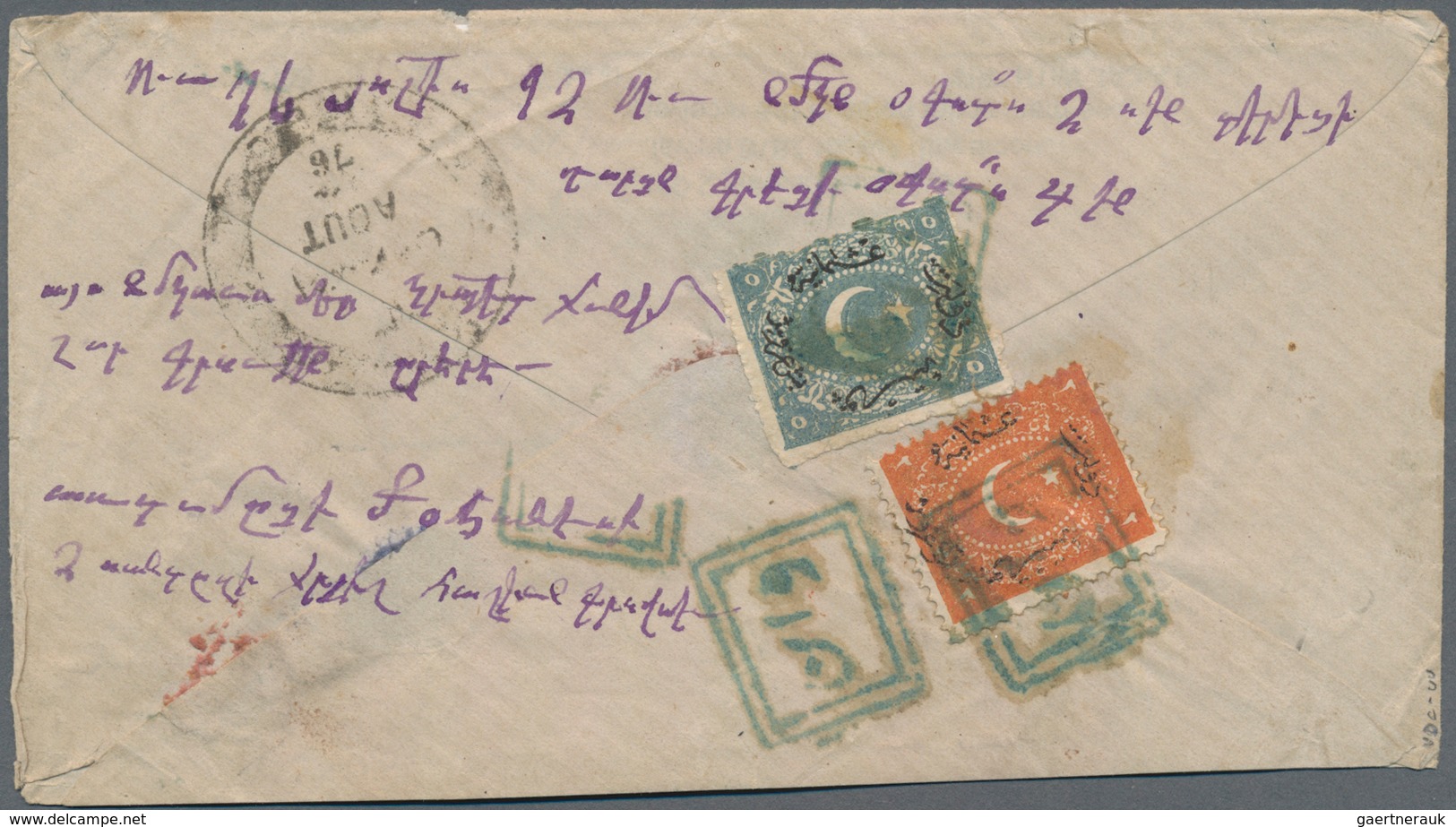 Armenien - Stempel: 1876 Native Cover Franked By Turkish 1868-1870 2ghr. And 5ghr. Used In Armenia, - Armenië