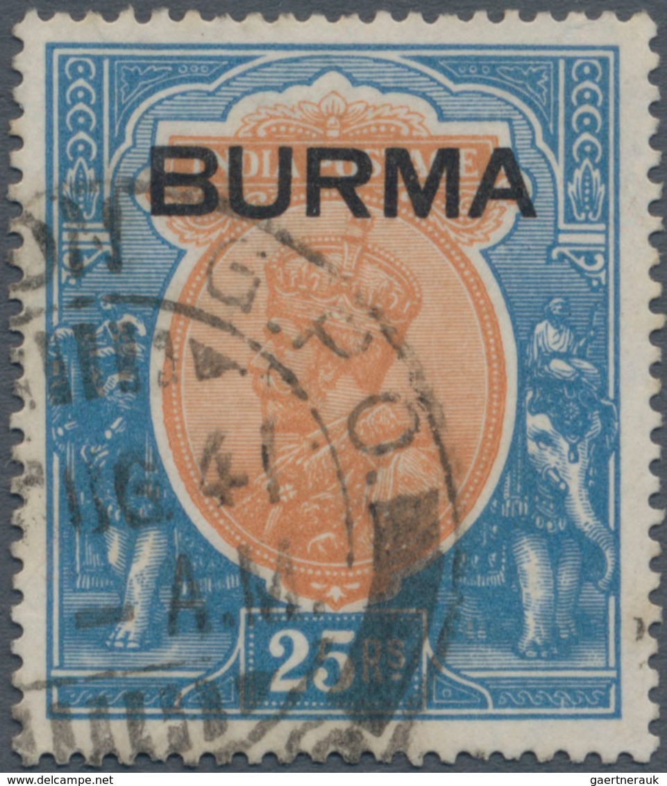 Birma / Burma / Myanmar: 1937 KGV. 25r. Orange & Blue, Used And Cancelled By "RANGOON G.P.O./... AUG - Myanmar (Burma 1948-...)