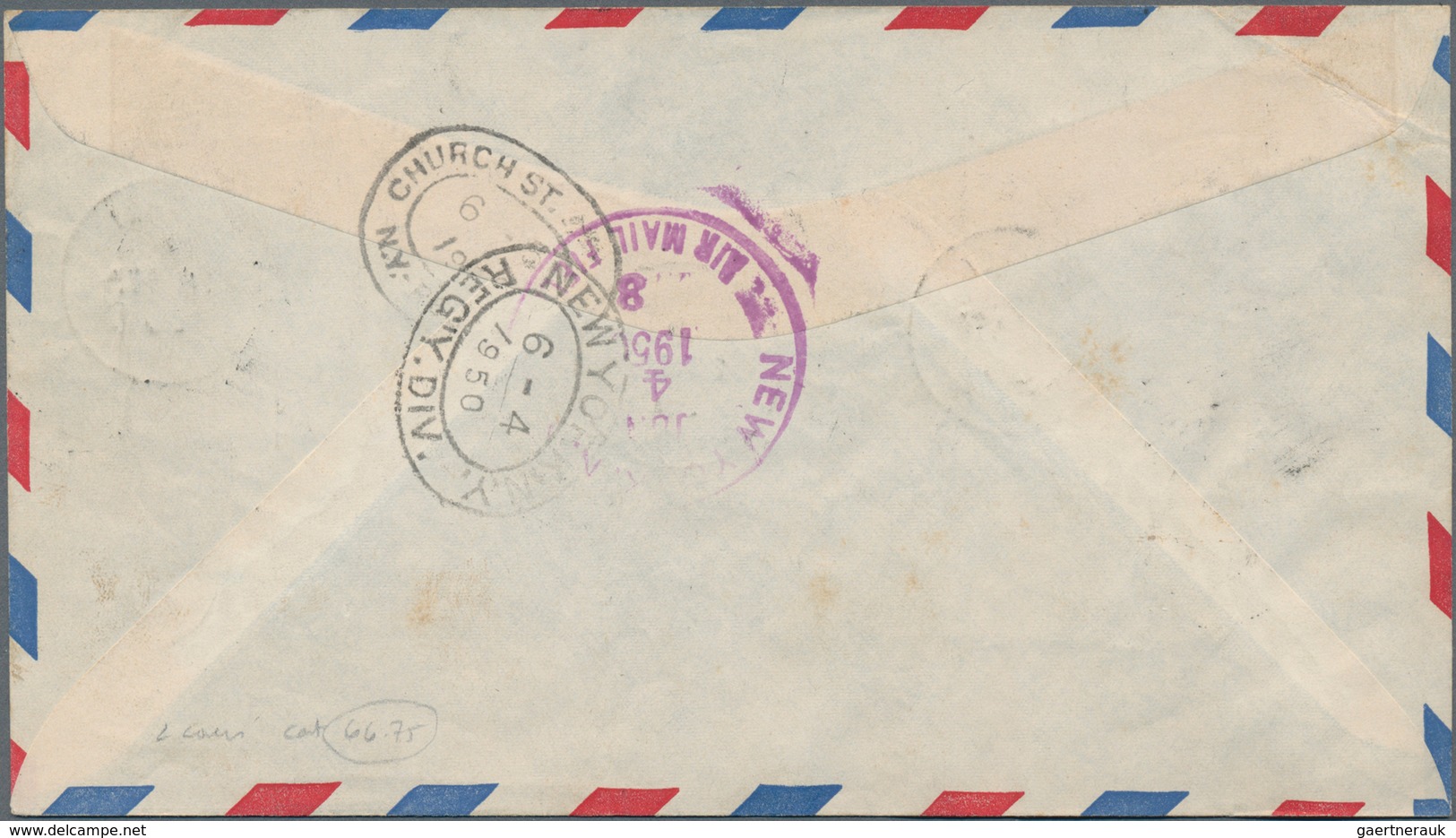 Brunei: 1947-50 Complete Set Of 14 Up To $10 Used On Two Registered Airmail Covers To New York, One - Brunei (1984-...)
