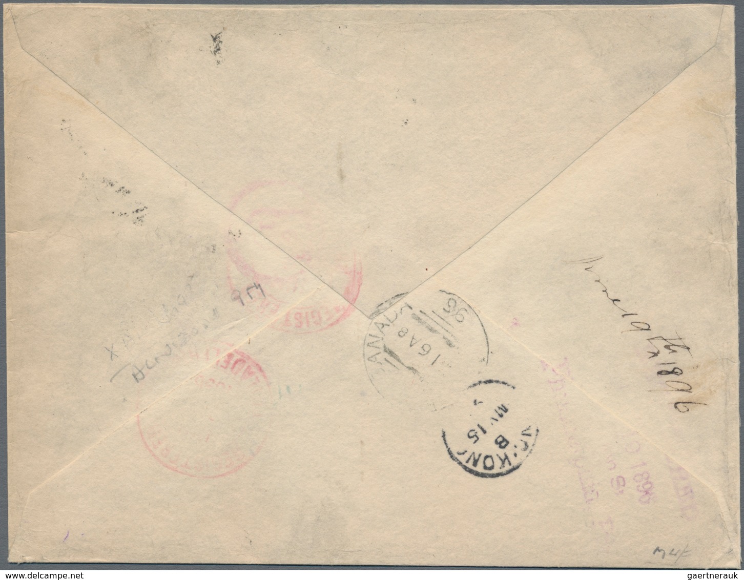 Französisch-Indochina: 1896, 1 Fr., 15 C. In Mixed Franking With French Colonies General Issue 20 C. - Briefe U. Dokumente