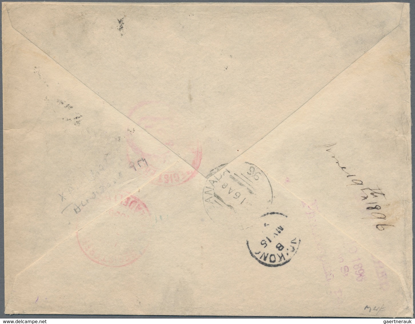 Französisch-Indochina: 1896, 1 Fr., 15 C. In Mixed Franking With French Colonies General Issue 20 C. - Covers & Documents