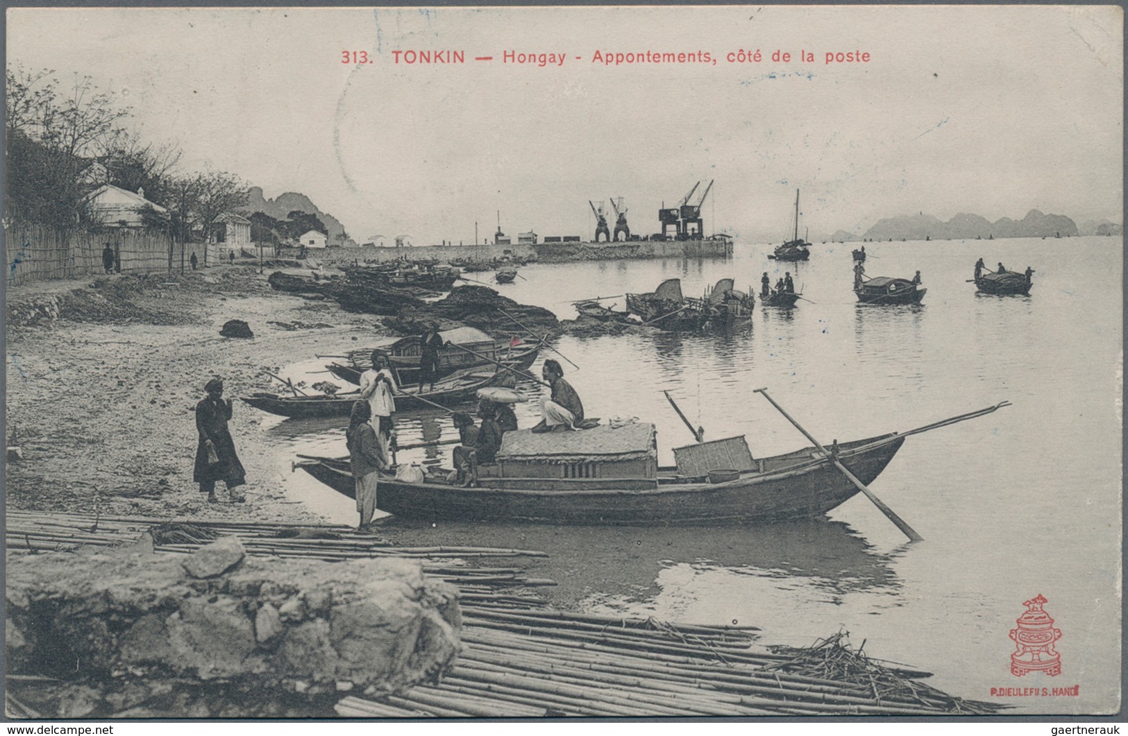 Französisch-Indochina: 1906, 5 C. Tied Green "Poste Moncay Tom..." Resp. "MONCAY .. AOUT 08" To Ppc - Brieven En Documenten