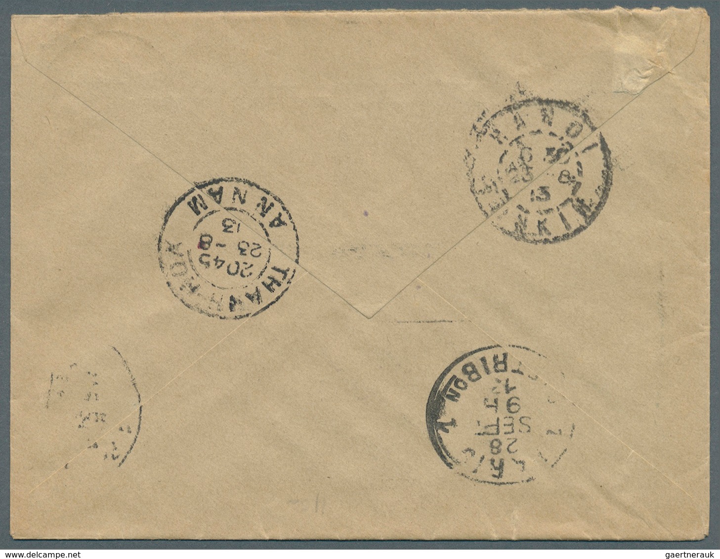 Französisch-Indochina: 1913. Postal Stationery Envelope 10c Red Addressed To Paris Cancelled By 'Pos - Briefe U. Dokumente