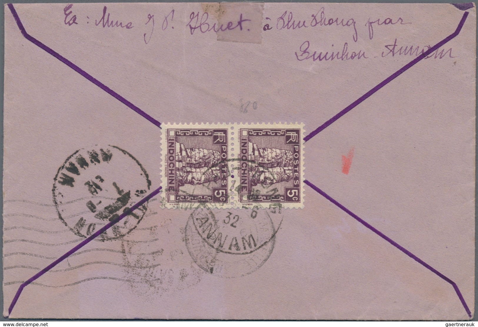 Französisch-Indochina: 1932-33, Three Airmail Covers To Paris, Two Registered, Sent From Phu-Phong, - Briefe U. Dokumente