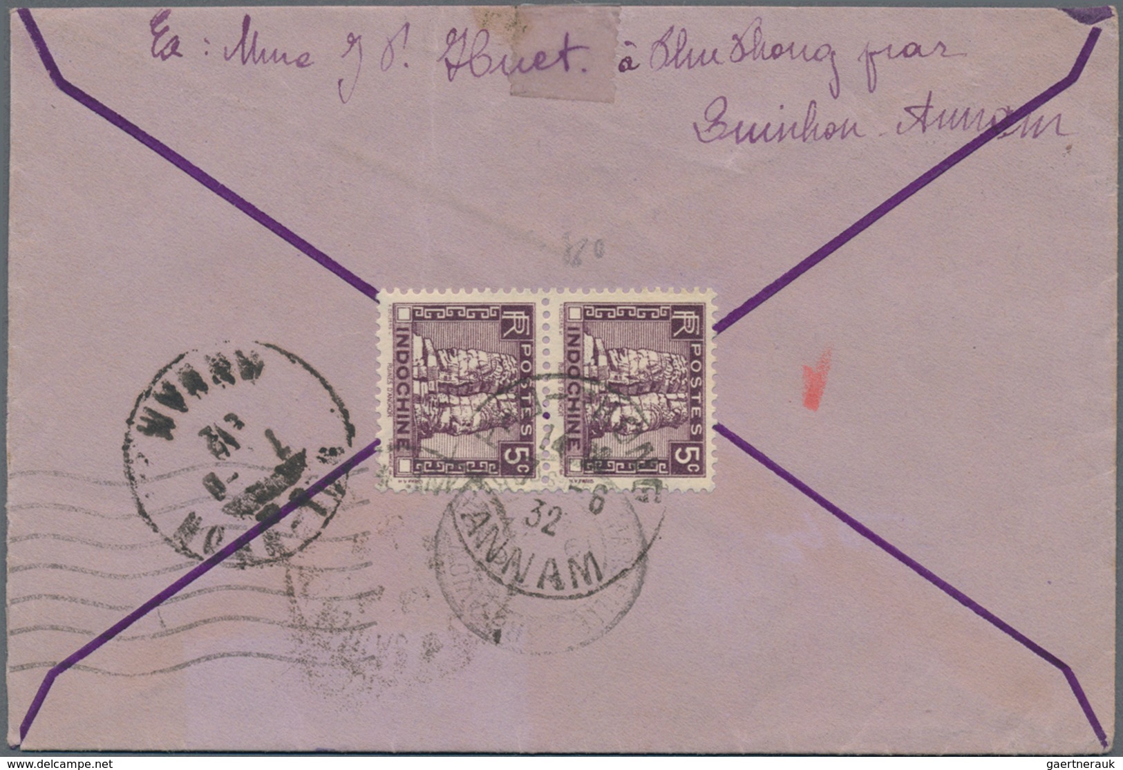 Französisch-Indochina: 1932-33, Three Airmail Covers To Paris, Two Registered, Sent From Phu-Phong, - Covers & Documents