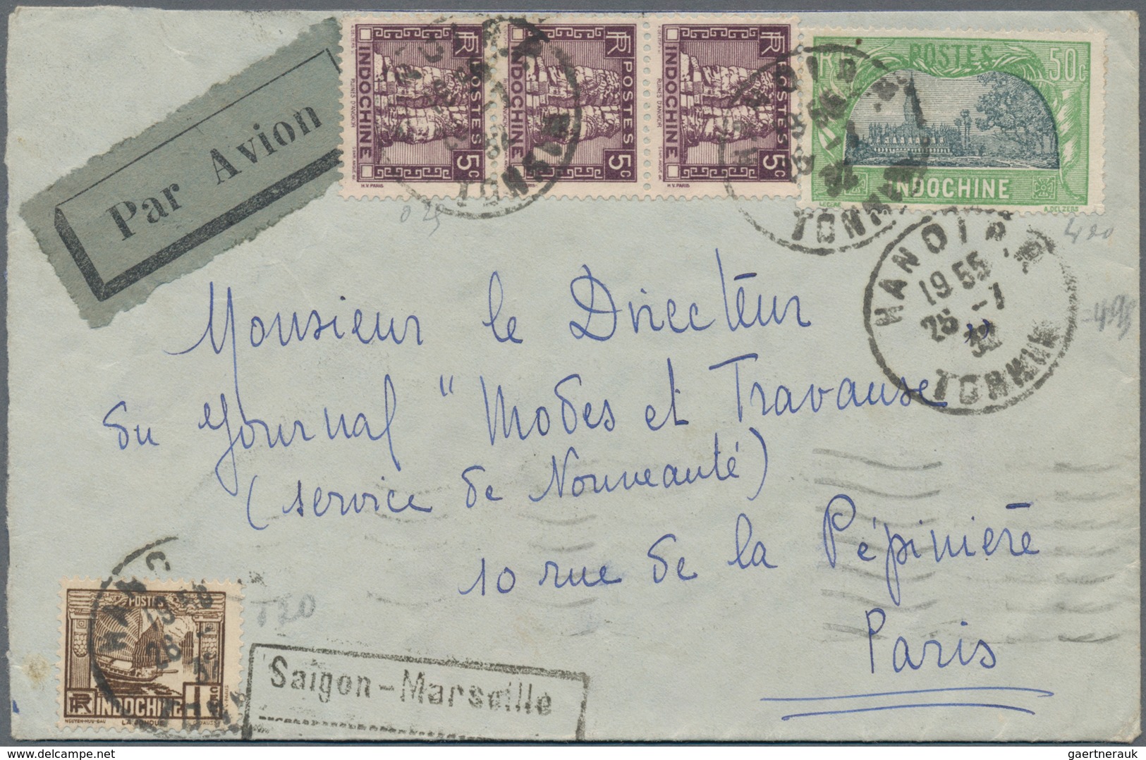 Französisch-Indochina: 1932-33, Three Airmail Covers To Paris, Two Registered, Sent From Phu-Phong, - Covers & Documents