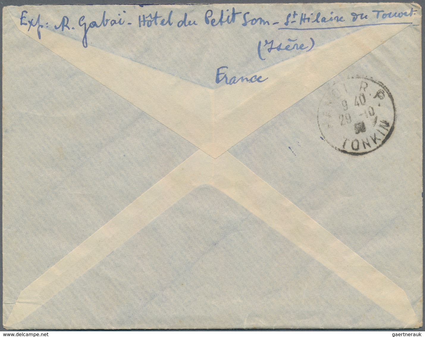 Französisch-Indochina: 1939, INCOMING WARTIME MAIL: France, 90 C Ultramarine "Paix" And 3 F Purple " - Briefe U. Dokumente