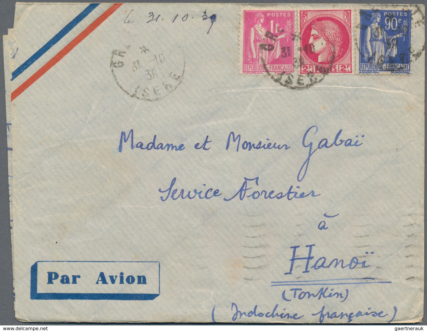 Französisch-Indochina: 1939/1940, INCOMING WARTIME MAIL: France, Group Of 4 Airmail Covers With Diff - Briefe U. Dokumente