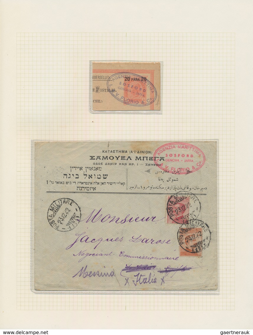 Holyland: 1889-1922, Two Covers From Smyrne And Cairo With Oval Ship Agency Mark "SOSFORD AGENZIA MA - Palestina