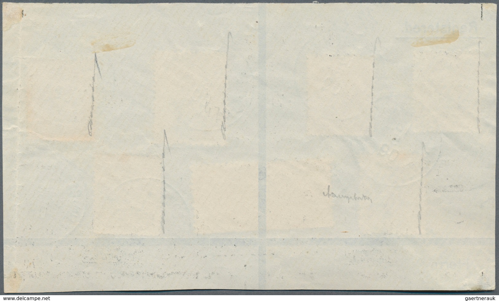 Holyland: 1908, Registered Part Of A Large Cover Bearing Short Set Of Six Values Tied By "GERUSALEMM - Palästina