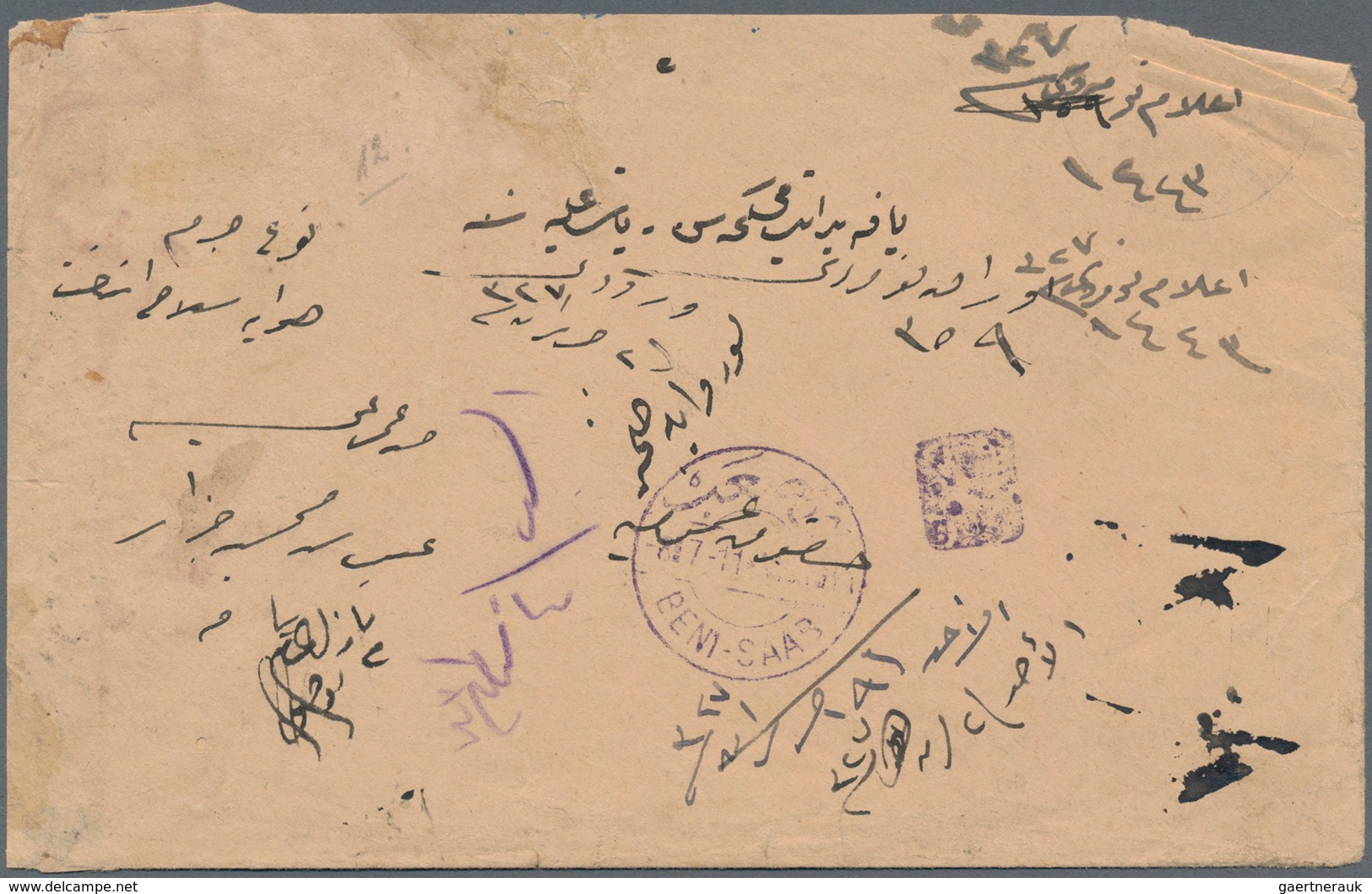 Holyland: 1911, "BENI-SAAB" Violet Cancel On Orient-letter To JAFFA, Arrival Postmark On Reverse, Fl - Palästina