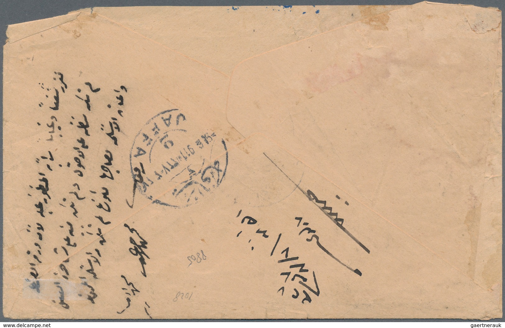 Holyland: 1911, "BENI-SAAB" Violet Cancel On Orient-letter To JAFFA, Arrival Postmark On Reverse, Fl - Palestina