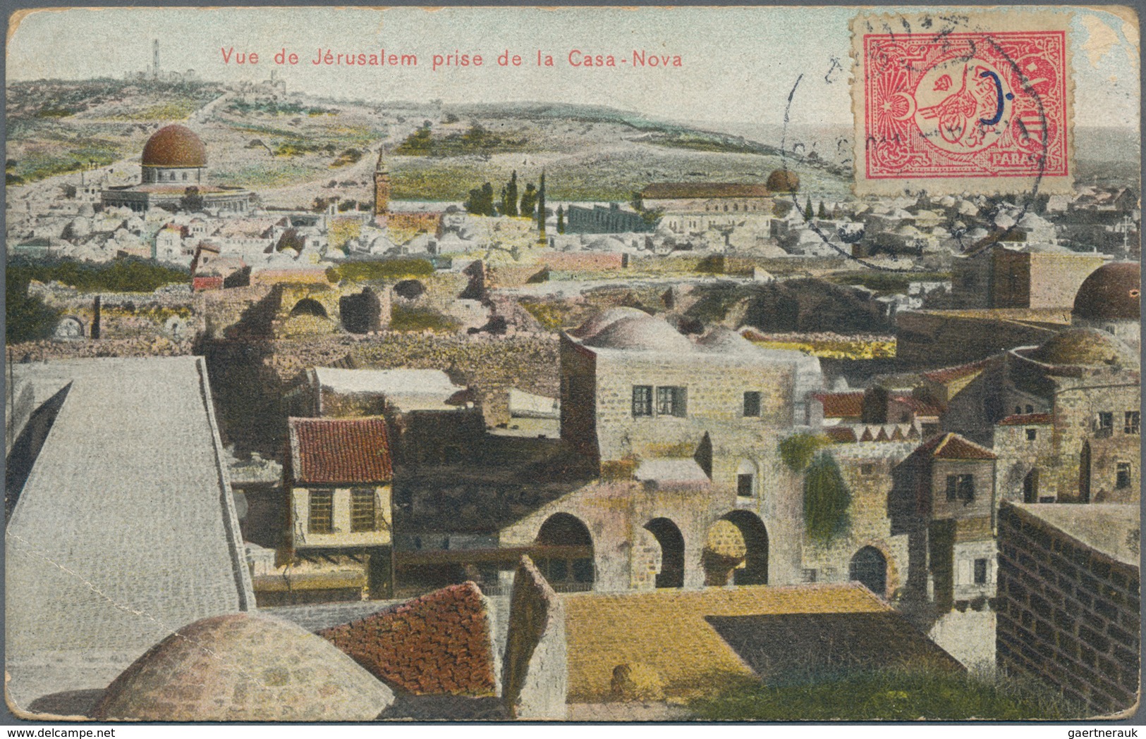 Holyland: 1911, Postcard Bearing Turkey 20 Para On Front Tied By Bilingual "JAFFA" Cds., Addressed T - Palestine