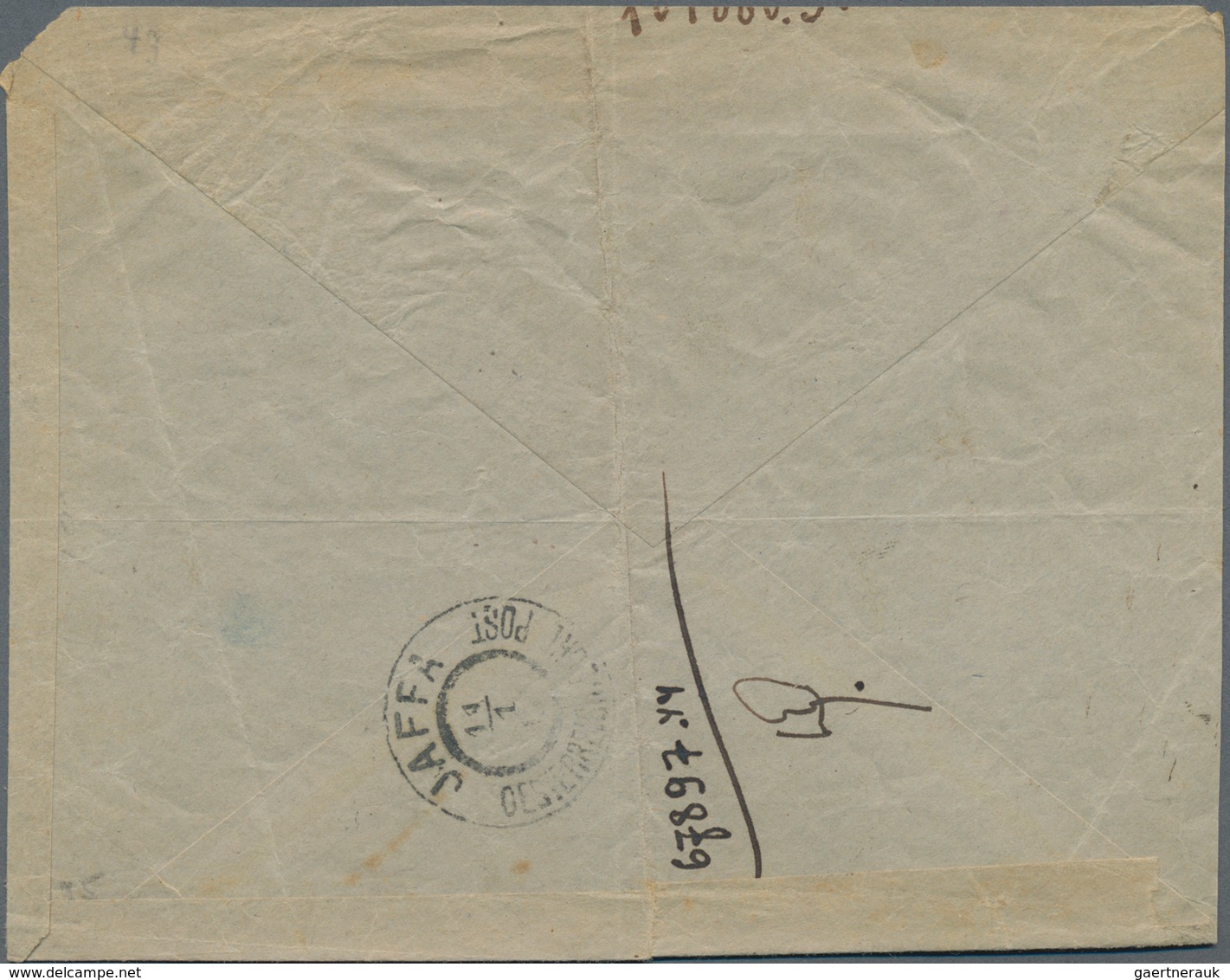 Holyland: 1913, Commercial Cover Of The "ANGLO PALESTINE COMPANY" Bearing 1 Pia. On 25 C. Blue Tied - Palästina