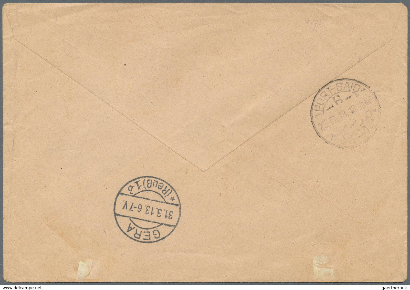 Holyland: 1913, 2 Pia./20 K. Tied Violet "ROPIT JAFFA -7 3 13" To Registered Cover To Germany, On Re - Palästina