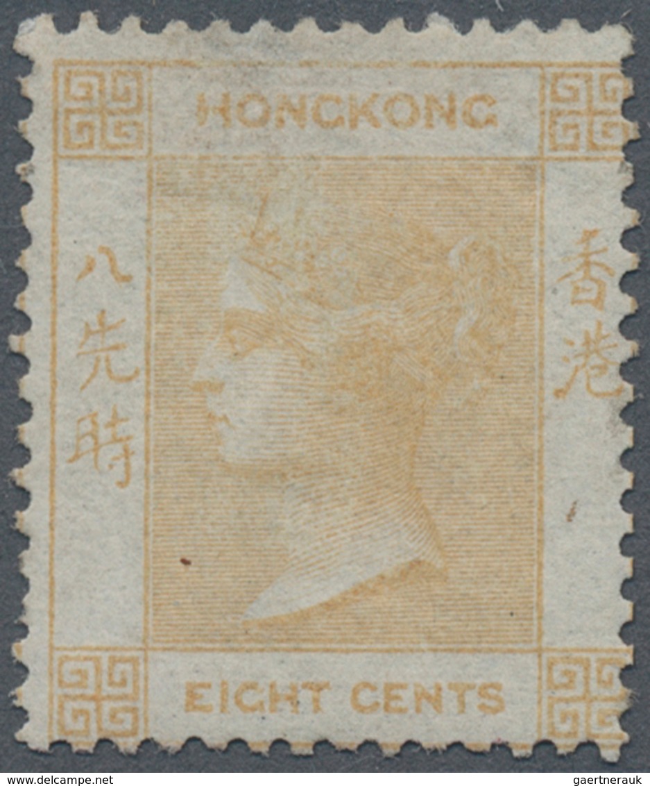 Hongkong: 1862, QV 8 C. Yellow Buff, Unused No Gum, Tiny Hinge Thin On Reverse (Michel Cat. 1000.-). - Other & Unclassified