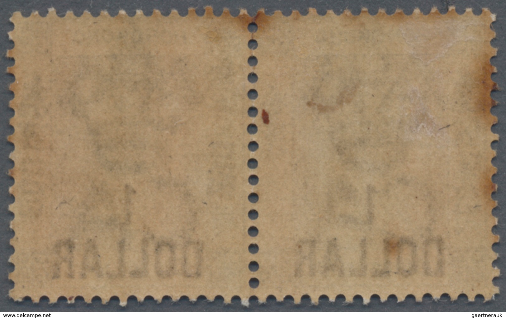 Hongkong: 1885, $1/96 C Grey Black., A Horizontal Pair, Pos. 1 Variety "right Vertical Ovpt. Missing - Andere & Zonder Classificatie