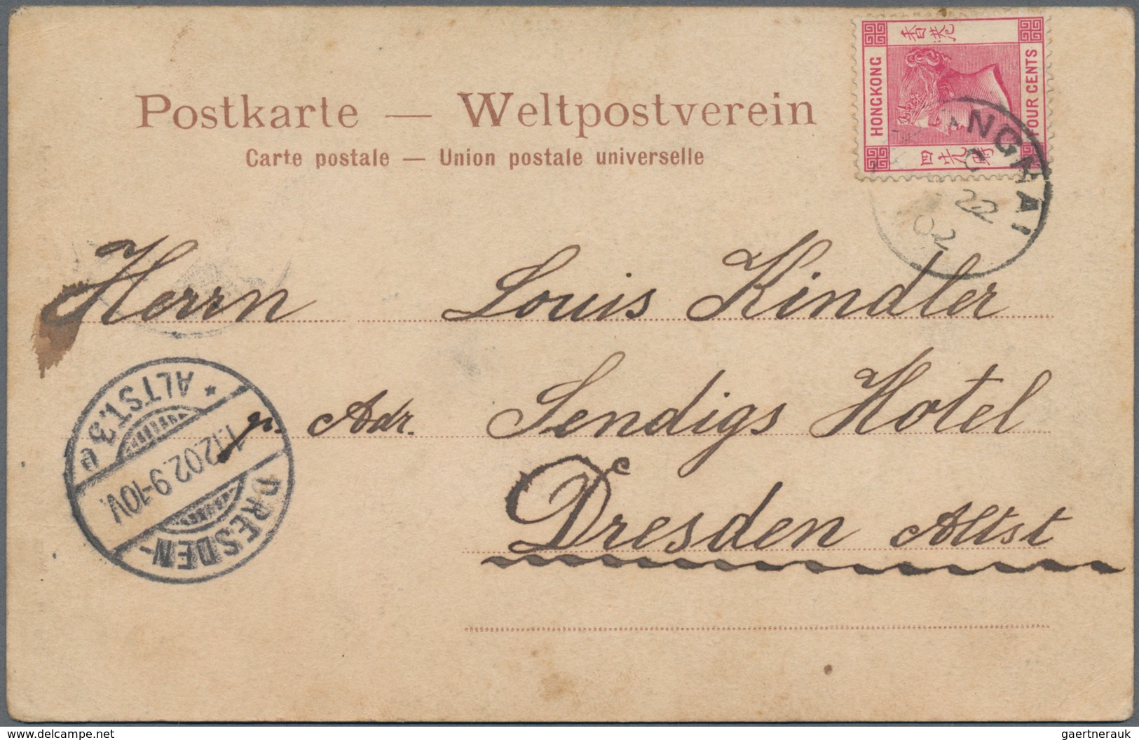 Hongkong: 1902/06: KEVII 10 C. (pair) Tied "REGISTERED (HONG) KONG AU 26 06" To Reg. Cover To Hambur - Other & Unclassified