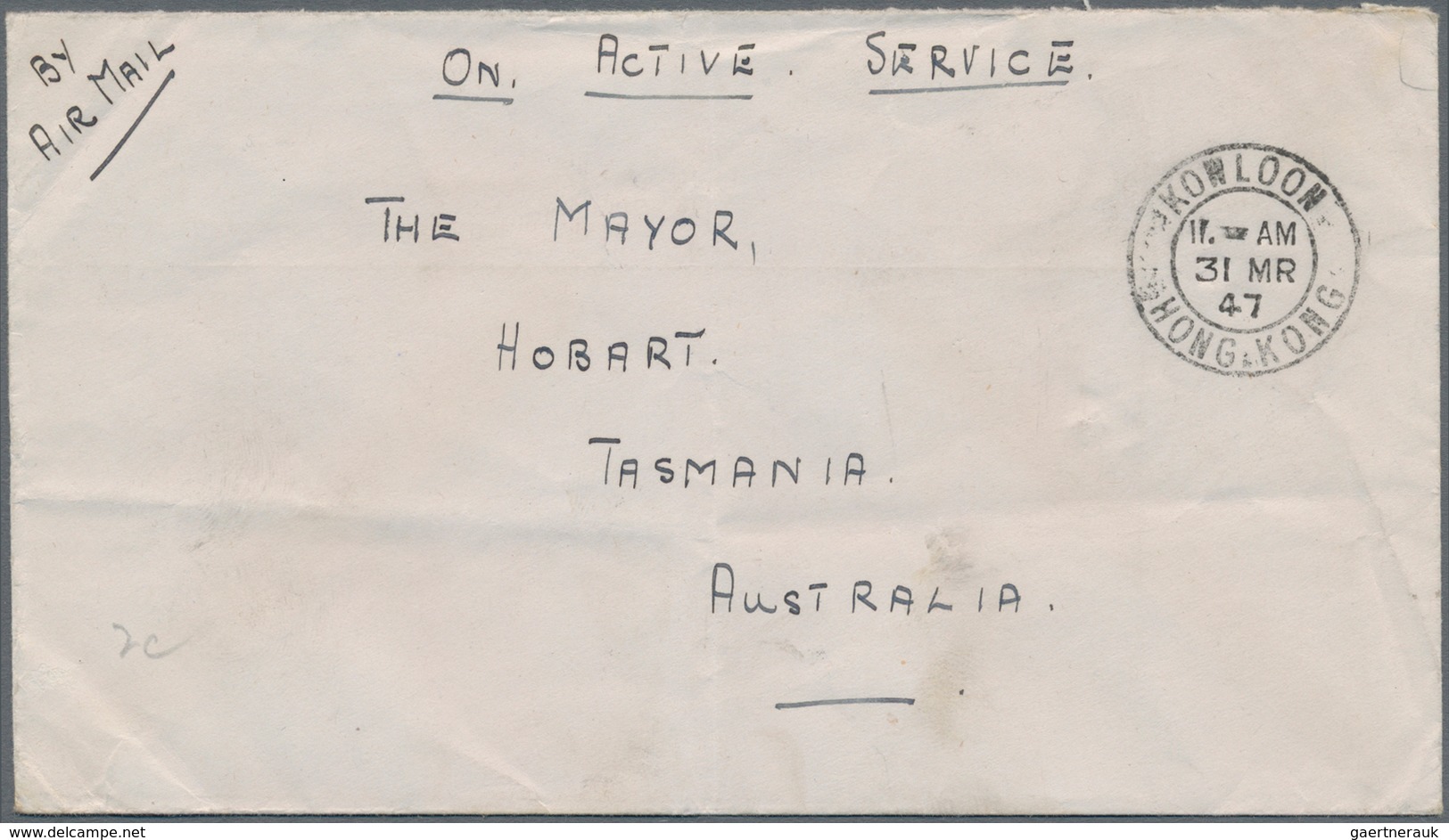 Hongkong: 1921, To Hobart/Tasmania: Australia Paquebot, KGV 10 C. Ultra Tied "BRISBANE 3 QUEENSLAND - Sonstige & Ohne Zuordnung