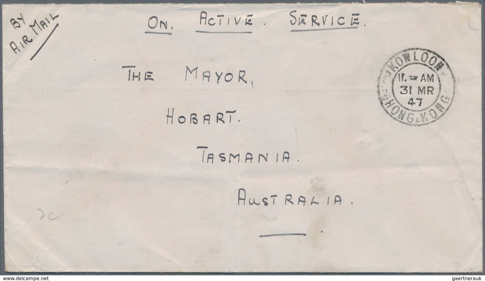 Hongkong: 1921, To Hobart/Tasmania: Australia Paquebot, KGV 10 C. Ultra Tied "BRISBANE 3 QUEENSLAND - Other & Unclassified