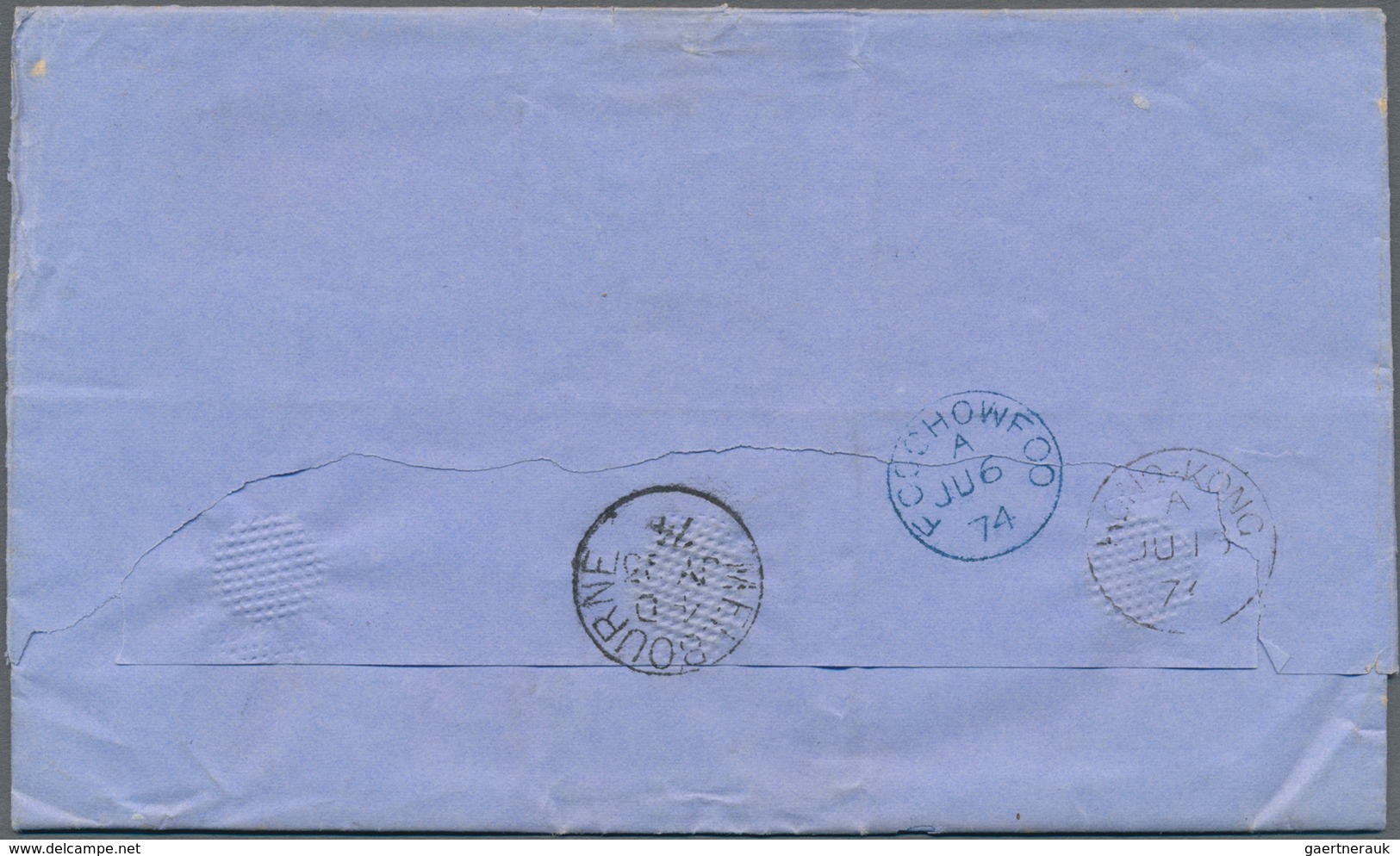 Hongkong - Treaty Ports: Foochow, 1874, "FOOCHOWFOO A JU 6 74" On Reverse Of Entired Folded Letter W - Andere & Zonder Classificatie