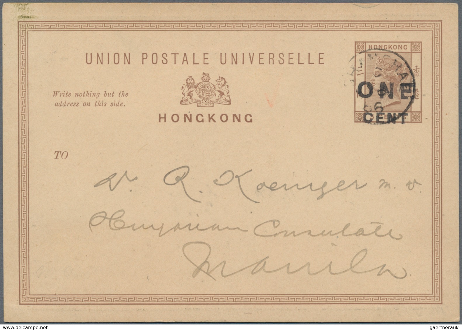 Hongkong - Ganzsachen: 1891, Card QV 3 C. Canc. "FOOCHOW A MR 26 91" Via "HONG KONG A MR 31 91" To L - Ganzsachen