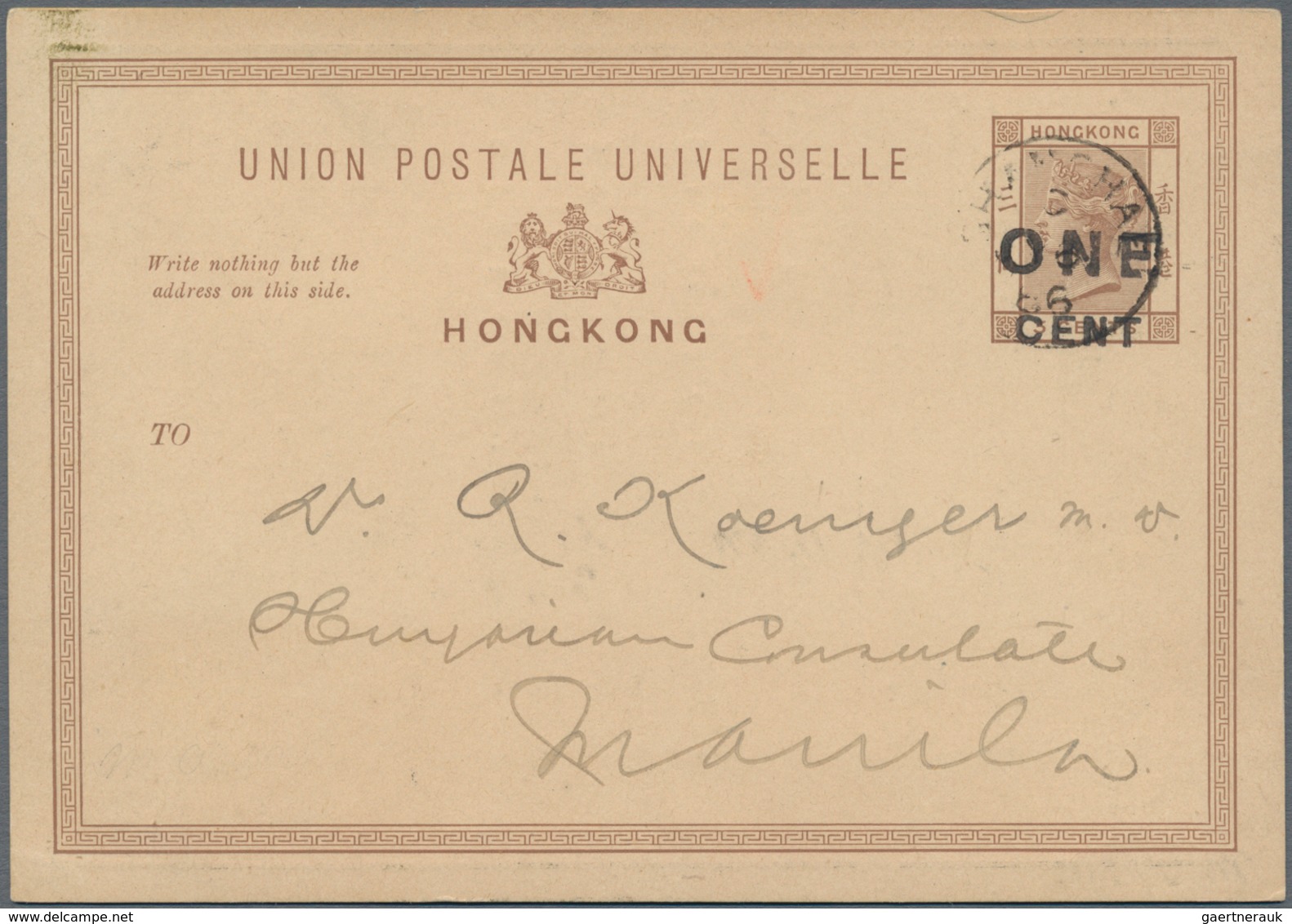 Hongkong - Ganzsachen: 1891, Card QV 3 C. Canc. "FOOCHOW A MR 26 91" Via "HONG KONG A MR 31 91" To L - Postwaardestukken