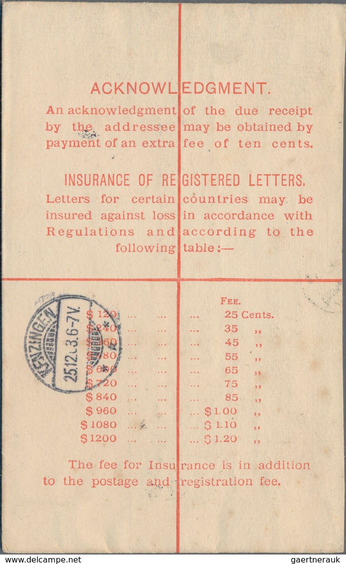 Hongkong - Ganzsachen: 1902, Registration Envelope QV 10 C. Uprated KEVII 1 C. (3), 2 C. (4 Inc. Mar - Ganzsachen