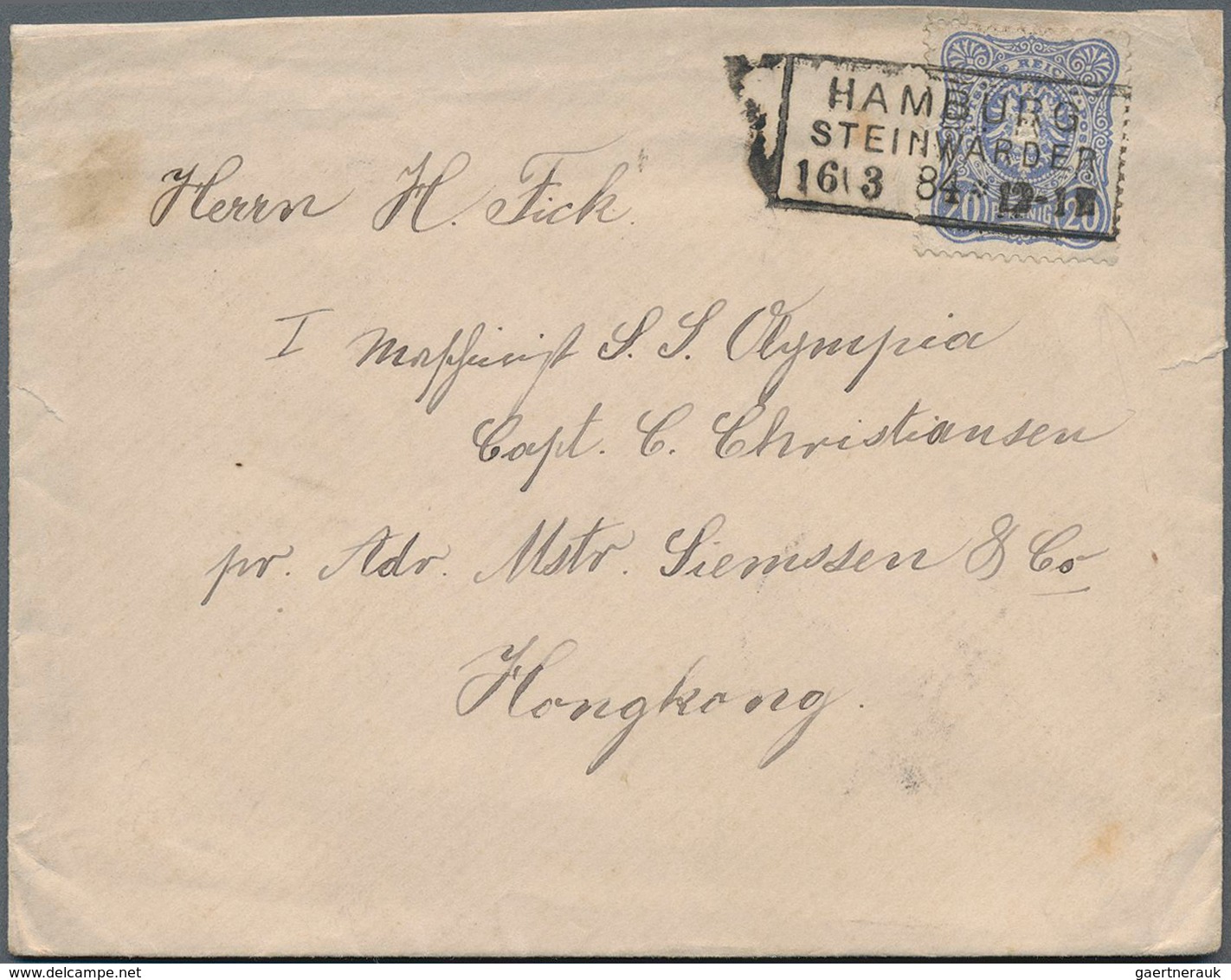 Hongkong - Besonderheiten: 1884, "SINGAPORE TO HONGKONG B AP 18 84" On Reverse Of Incoming German Co - Other & Unclassified