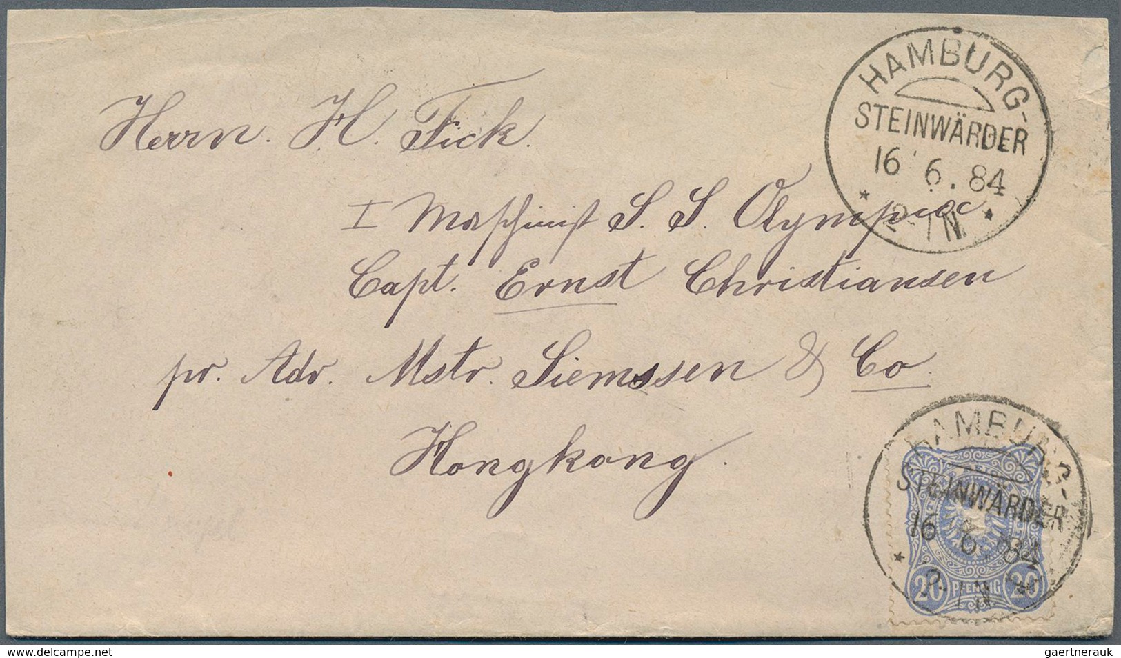 Hongkong - Besonderheiten: 1884, "SINGAPORE TO HONGKONG B AP 18 84" On Reverse Of Incoming German Co - Andere & Zonder Classificatie