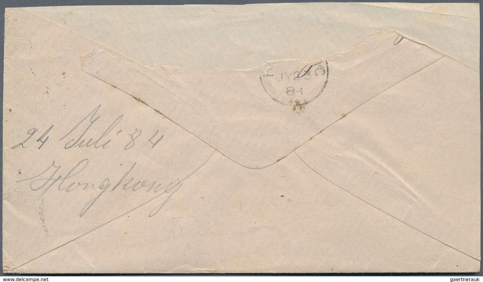 Hongkong - Besonderheiten: 1884, "SINGAPORE TO HONGKONG B AP 18 84" On Reverse Of Incoming German Co - Sonstige & Ohne Zuordnung