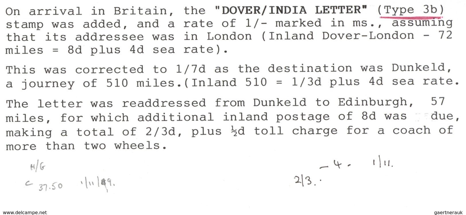 Indien - Vorphilatelie: 1834 Entire Letter From Midnapore To Edinburgh Via Calcutta And Dover By The - ...-1852 Vorphilatelie