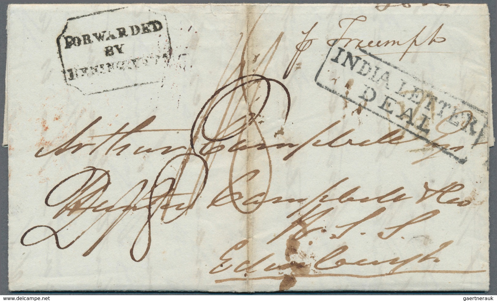 Indien - Vorphilatelie: 1838 Forwarded Letter From Poona (17 April 1838) To Edinburgh, Scotland "FOR - ...-1852 Vorphilatelie